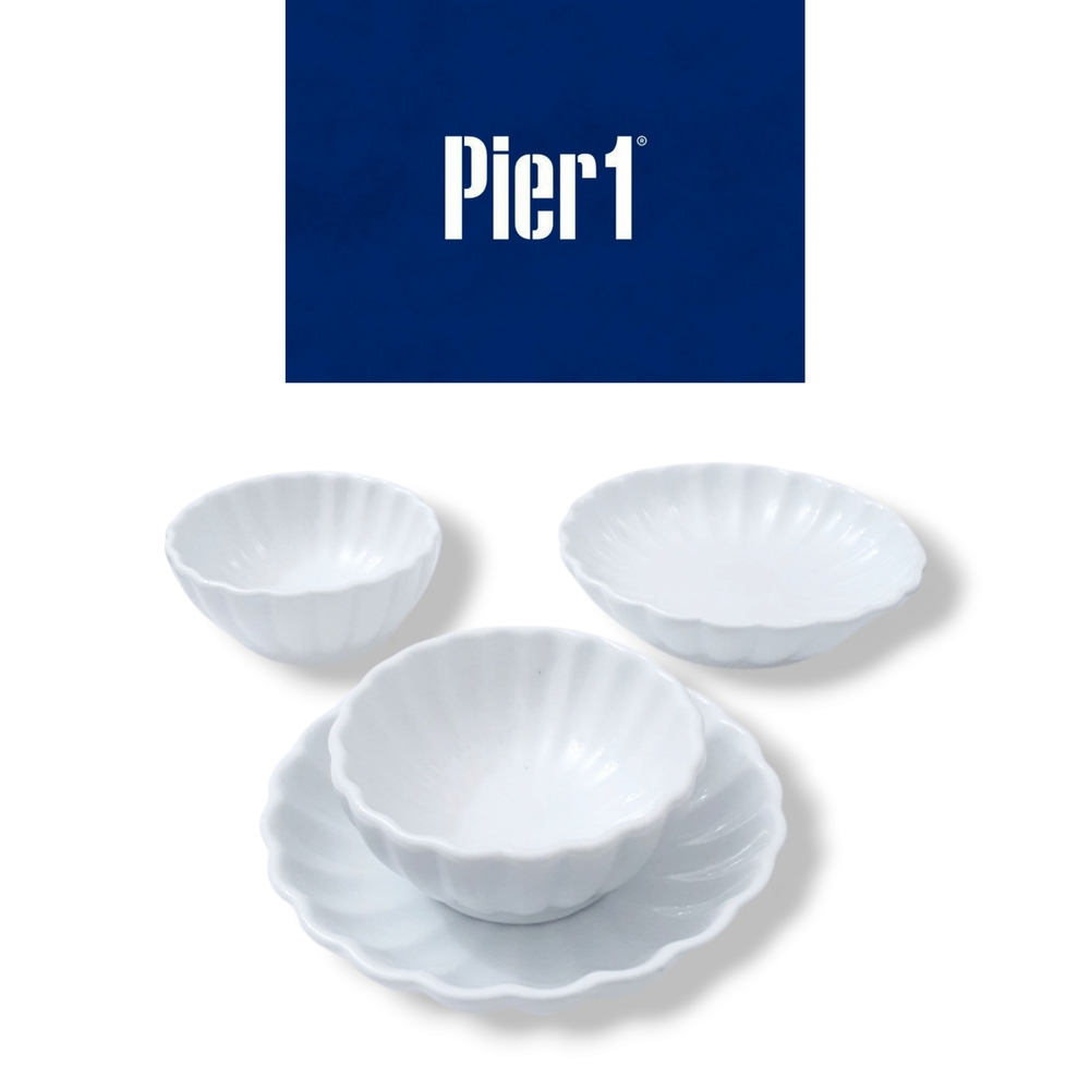 Pier 1 White Scalloped Dinnerware Collection
